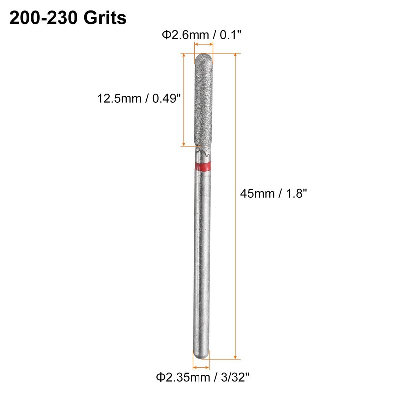 sourcing map 4pcs 200-230 Grits Diamond Grinding Bit 2.6mm Cylindrical
