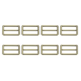 SUIKIHUM 8 Pack Metal Slide Buckle, 1 1/4 Inch Tri-Glides Buckle Zinc Alloy Strap Adjuster Rectangle Buckle for Bag Belt, Bronze