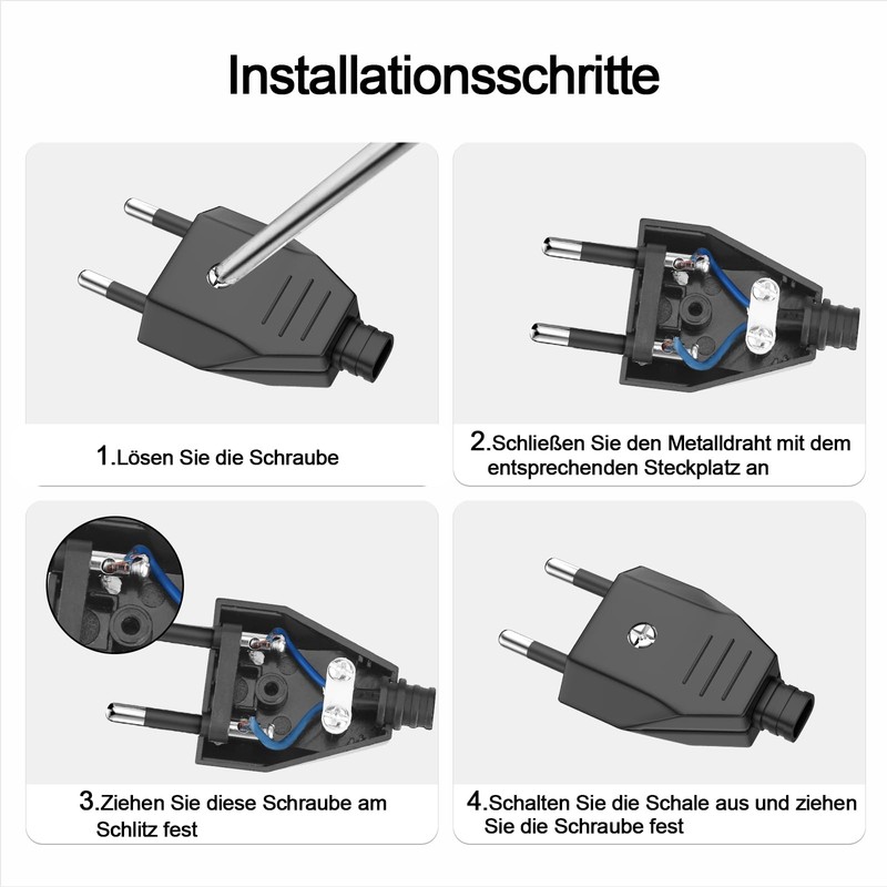 VIEVRE Euro Plug, 4 Pieces Flat Plug, Euro Plug Flat,