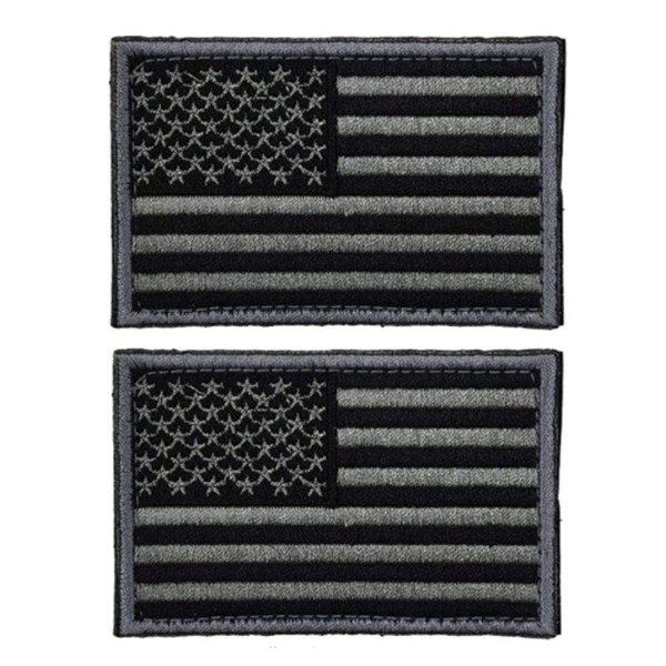 2 Pieces Tactical USA Flag Patch -Black & Gray- American