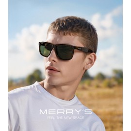 MERRY'S Men's Rectangular Polarized Sunglasses UV400 Protection for Driving Fishing Hiking Golf Outdoor Sport Glasses S8165