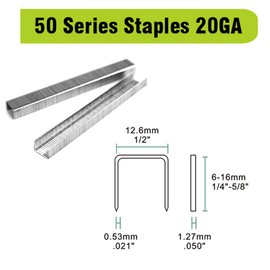 meite 20 Gauge 50 Series 1/2-Inch Crown By Leg Length 5/8-Inch Galvanized Fine Wire Staples (5,000pcs/Box) (1-BOX PACK)