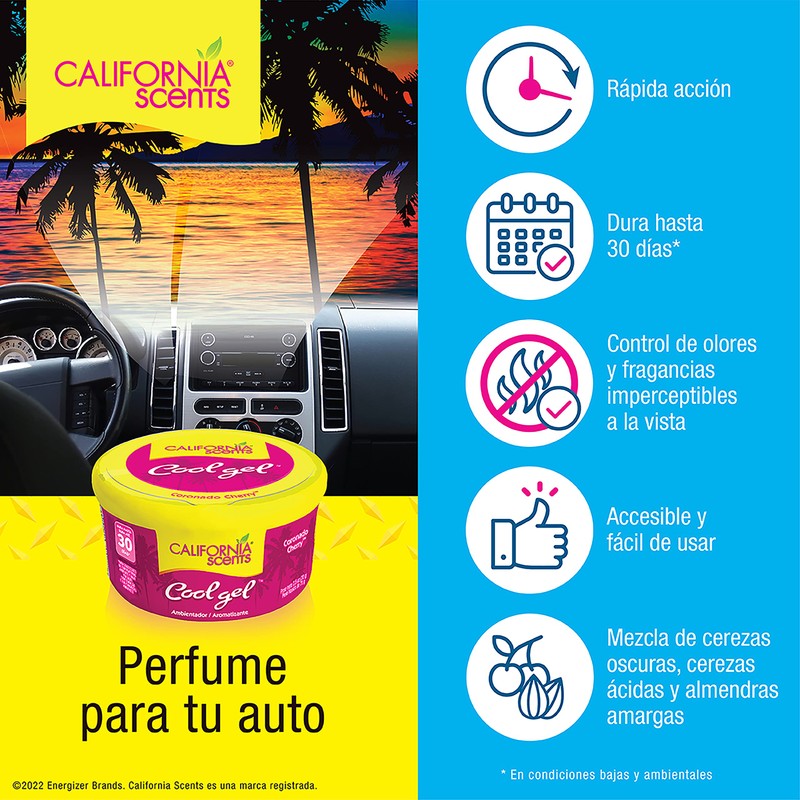 California Scents, 1 Aromatizante en Gel, Cherry, Rosa