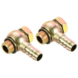 PATIKIL Hose Barb Fitting Elbow 13mm Barbed M16x1.5 Male Thread, 2 Pack Carbon Steel Pipe Adapters Connectors for Air Water Fuel Oil, Gold
