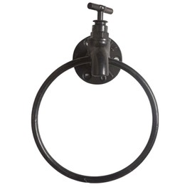 Bathroom Towel Hooks for Hanging, Vintage Industrial Pipe Towel Holder Wall Mounted Heavy Duty Hook Decorative for Bathroom, Kitchen, Black