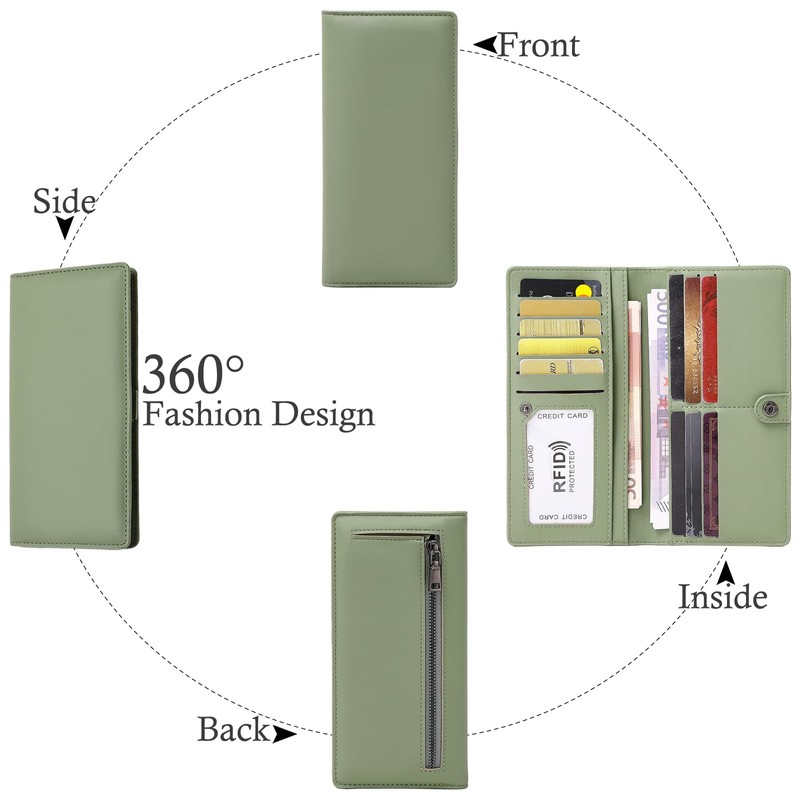 Bakurok Wallets for Women Slim Thin Soft Leather RFID Blocking
