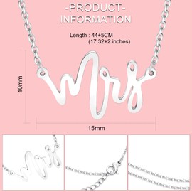 QianSiLi Mrs Necklace Gifts Silver Pendant Necklace for Women Bride Necklace Engagement Anniversay Wedding Gifts for Bride Wife Her Girlfriend Fiancée