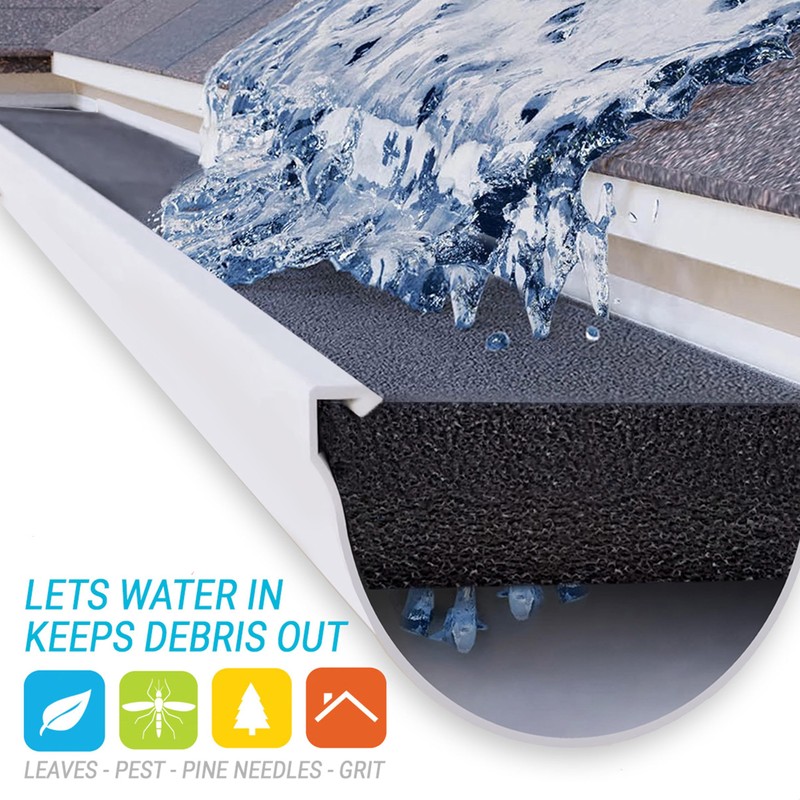 GutterStuff Pro Gutter Guard - 6-Inch Half Round Foam Gutter