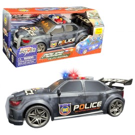 Vangoddy Friction-Powered Glowing Sporty Street Racer Police Car with Lights Siren Sounds for Kids Boys Girls (Smokey Grey)