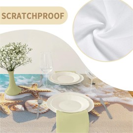 artslion Rectangle Waterproof Table Cloth 60x102in Wipeable Table Cover Non-PVC Fabric Seaside starfish Designs Indoor Outdoor Use