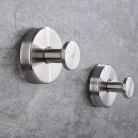 Lemfema Suction Cup Hook, Set of 2, Wall Hanging Hook for Rent, Stainless Steel, Towel Hook, Waterproof Wall Hook, No Drilling Required, Load Capacity 11.0 lbs (5 kg), Diameter 2.4 inches (60 mm),