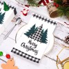 Whaline 80Pcs Christmas Tree Guest Napkins White Black Plaid 3