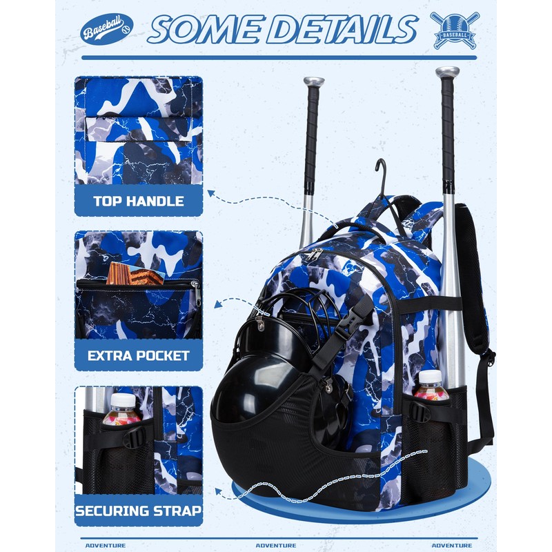 FOKDUVB Baseball Softball Backpack for Kids Boys Girls 6-8 8-12