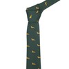 King & Priory Dark Green Herringbone Embroidered Fox Tie