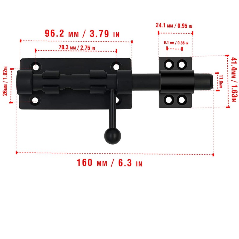 Slide Bolt Gate Latch, 6.3 Inch Heavy Duty Solid Stainless