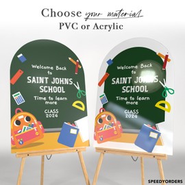 Back To School Sign - Custom Back To School Welcome Sign - Time To Learn Sign for Welcoming Students to a New School Year With Your School Name (PVC Board)