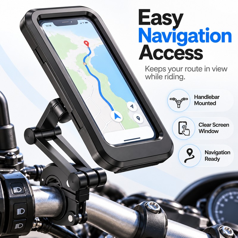 Waterproof Phone Mount for Motorcycle & Bike Navigation – 360°