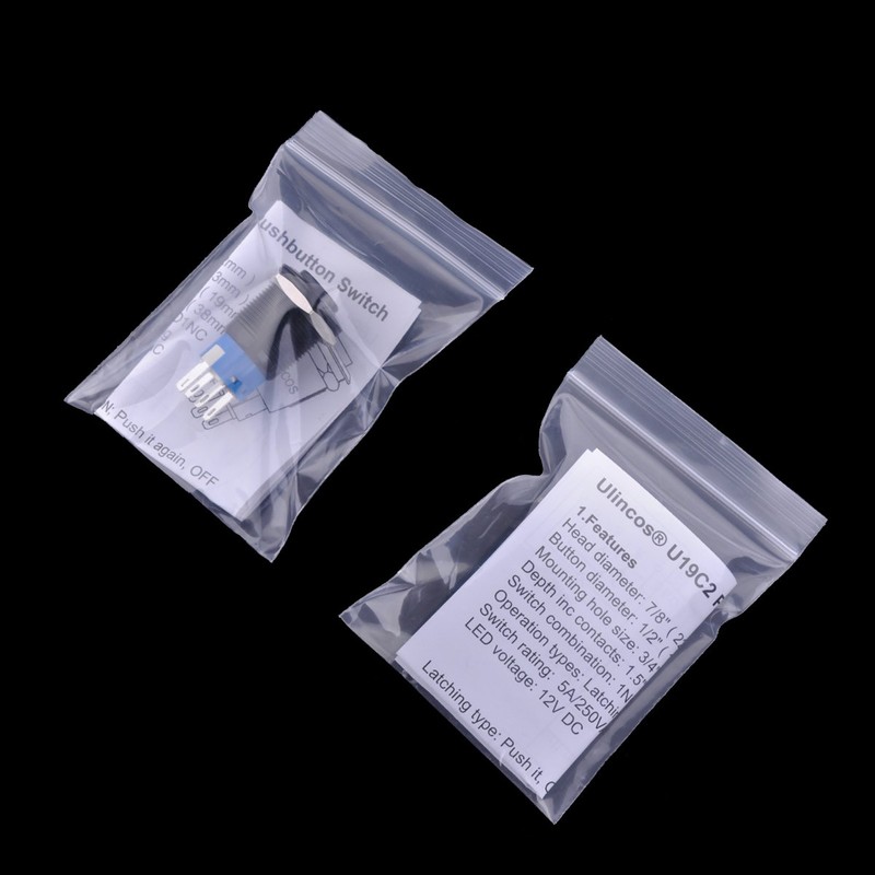 Ulincos® Latching Push Button Switch U19C2 1NO1NC SPDT ON/OFF Black