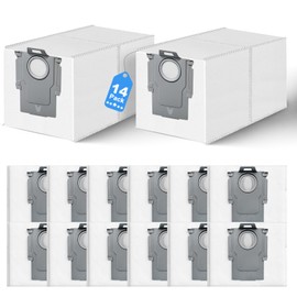 14 Pack Dust Bags Compatible with Roborock Q Revo, Qrevo S, Qrevo Pro, Qrevo MaxV, Qrevo Master, Qrevo Plus, Qrevo Curv, Qrevo Slim, S8 Max/MaxV Ultra, Saros Vacuum Cleaner, 3 L Large Capacity Bags