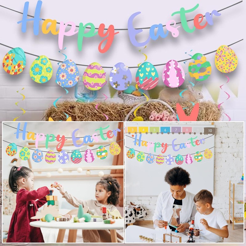 XZSKD Easter Tree Decorations, 8 Pcs Bunny Eggs Easter Decorations,