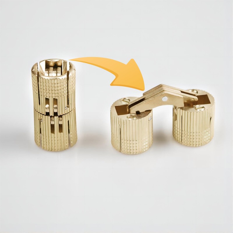 Zerodis 4 Pack 8mm Copper Brass Barrel Hinges, 180° Opening