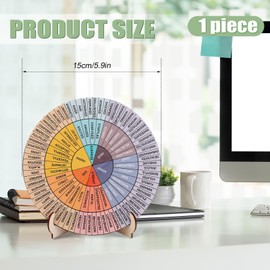 NQEUEPN Emotion Wheel, 5.9Inch Wooden Feelings Wheel Feelings Wheel Mood Wheel Chart Office Decor Mental Health Decor for Social Worker School Office Emotion Fridge