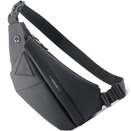 YOWUBA Men's Body Bag, Large Capacity, Shoulder Bag, Waterproof, Extendable, Shoulder Bag, School Commute, Waist Bag, Leisure, Sports, Bicycle, Crossbody Bag, black