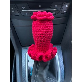 Hosootan Crochet Shift Knob Cover,Cute Shift Boots Knobs Cover,Universal Car Accessories for Women (C,Rainbow)