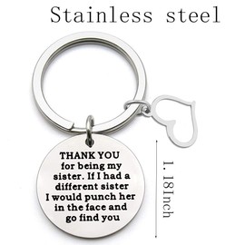 BEKECH Best Friend Keychain Sister Gift Thanks for Being My Sister Keychain Friendship Jewelry BFF Birthday Gift (silver)