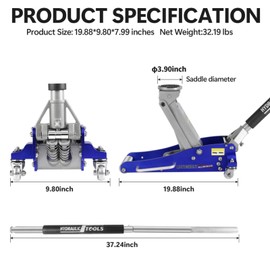 LKTART 1.5 (3000 lb) Ton Low Profile Floor Jack Hydraulic Jack Heavy Duty Aluminum and Steel Racing Floor Jack with Dual Piston Quick Lift Pump 1.5 Ton Capacity Lift Range 3.5"-14.0" Grey