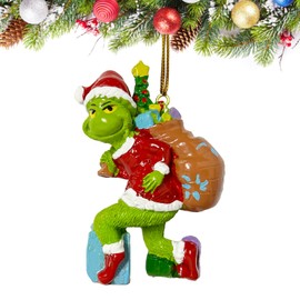 Grinch Christmas Decorations, 3D Grinch Christmas Tree Decoration, Grinch Ornament, Christmas Tree Pendant, Christmas Tree Decorations for Home, Garden, Party, Festival (B)