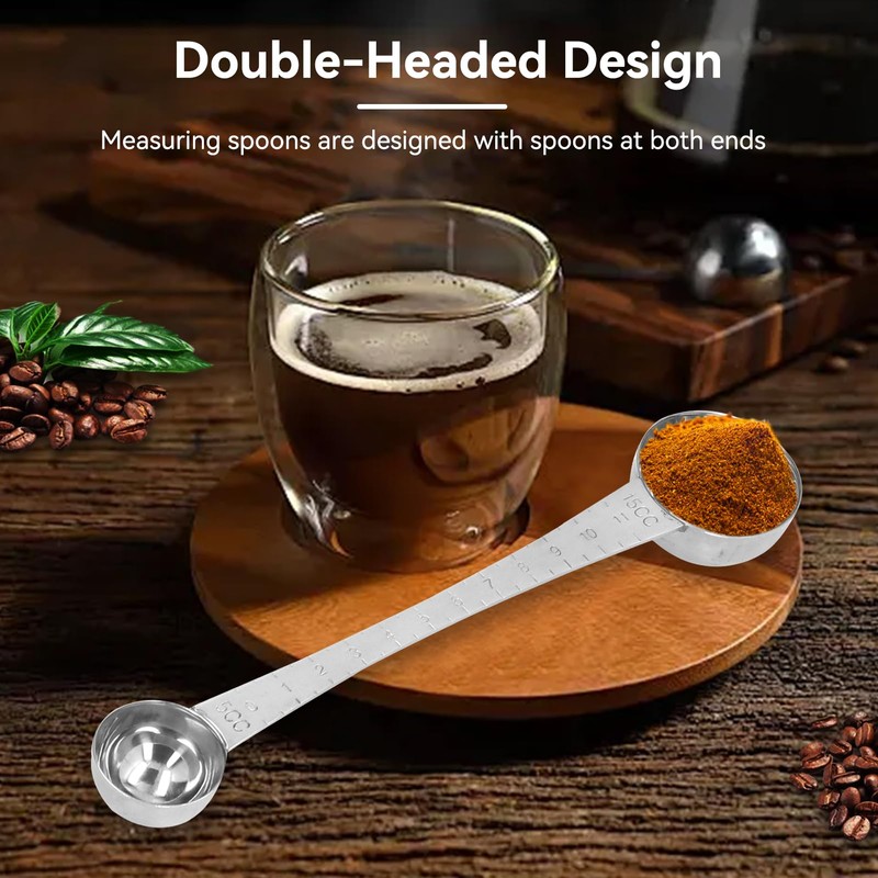 Dual Sided Measuring Spoons, 5ml and 15ml Stainless Steel Coffee