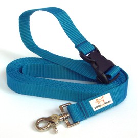 DOGS and MORE - Extendible recall lead with detachable hand loop - base 5 metres (blue; 25 mm wide) / search lead/field lead