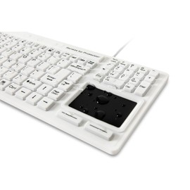 SaniType "Touchpad Plus Hygienic Medical-Grade Rigid Silicone Washable Keyboard with Touchpad(USB) (White) | KBSTRC106T-W