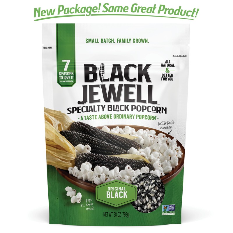 Black Jewell Gourmet Popcorn Kernels, Original Black - Better Tasting,