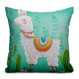 Tomda Pink Flowers and Leaves Cushion Cover, Watercolor Floral Pattern Pillow Cover, Flower Rose Burlap Throw Pillow Case Couch Sofa Decorative Square 45cmx45cm 18x18 inches