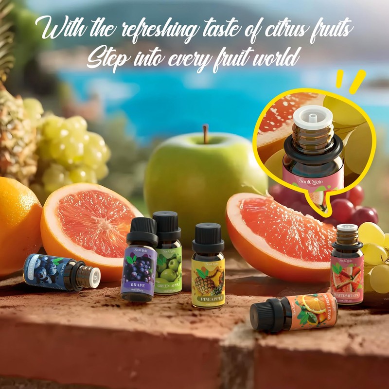 Soulorigin Fruit Essential Oils Set, Fragrance Oil Set for Diffuser,