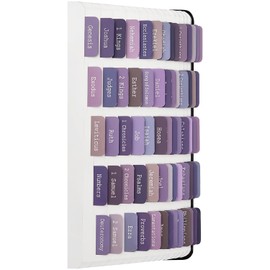 ZIEYOMI- Bible Tabs, Bible Journaling Supplies, Large Print Bible Tabs for Women and Men, 66 Bible Index Tabs Old and New Testament, Bible Accessories, Include 14 Blank Bible Book Study Tabs - Purple