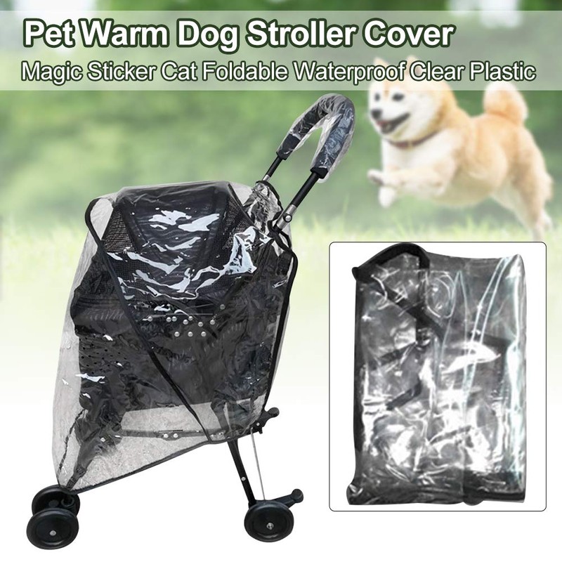 Anwangda Dog Stroller Cover Clear, Magic Sticker Foldable Waterproof Carrier,