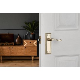 Designer Levers - Georgian Roped Design Lever Door Handles - Polished Brass - 1 Pair - Latch Door Handle - Interior Use - Long Latch