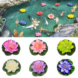 Giutsaull Pack of 6 Floating Flowers Artificial Water Lilies Pond Plants Artificial Water Lily Plants 10 cm Water Lily Lotus Flower Decoration for Quarium Plants, Artificial Aquarium