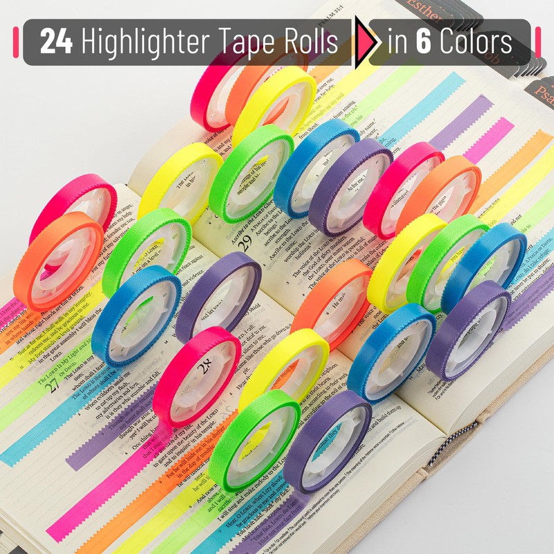 Mr. Pen- Highlighter Tape Removable, 24 Rolls, 0.31" x 16.5