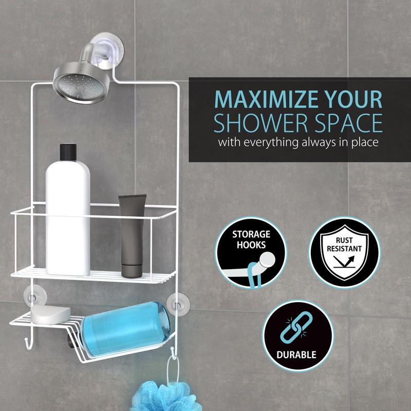 Better Living Products 13220 ECLIPSE 2 Tier Shower Caddy, White