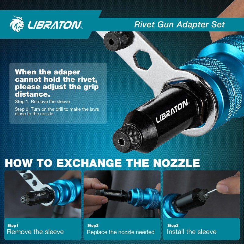 LIBRATON Rivet Gun Adapter, Rivet Gun Adapter for Electric Drill,