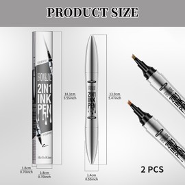 FunnAura 2PCS Double Ended Waterproof Eyebrow Pen, with 4 Micro Fork Tip Eyebrow Brush Stroke Pen Creates Natural Looking Defined Eyebrows