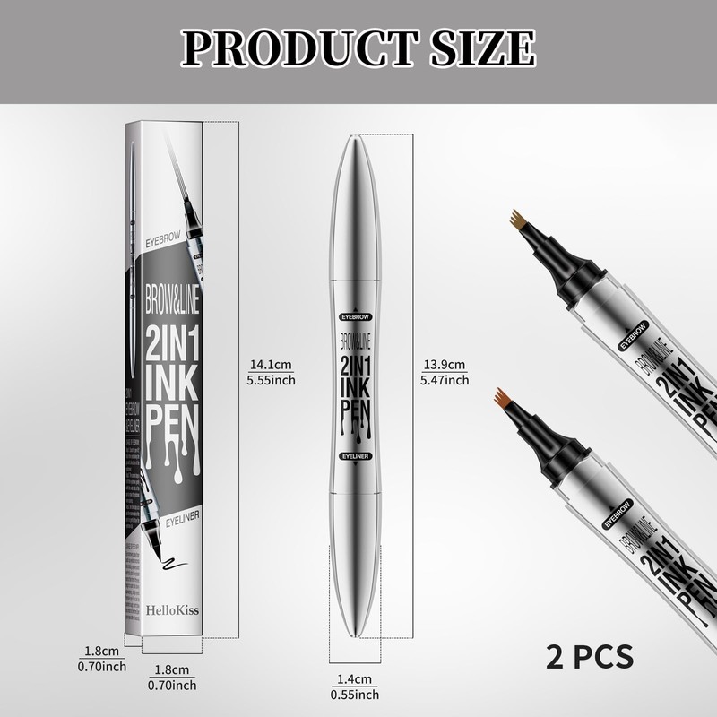 FunnAura 2PCS Double Ended Waterproof Eyebrow Pen, with 4 Micro