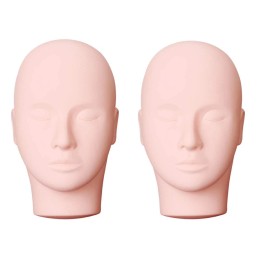 Yephets 2 Pack Pink Silicone Mannequin For Eyelash Extension Makeup Training 23Cm