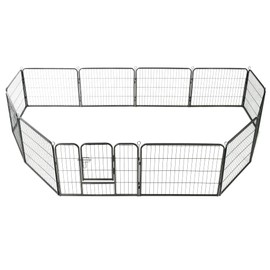 vidaXL Dog Playpen - Heavy-Duty Steel Panels with Secure Latch, Customizable Shape, Indoor & Outdoor Use, Easy Setup, Black, 31.5"x23.6"