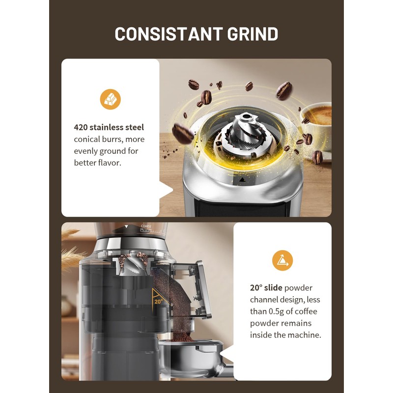 Keenstar Conical Burr Coffee Grinder, Coffee Bean Grinder with 34