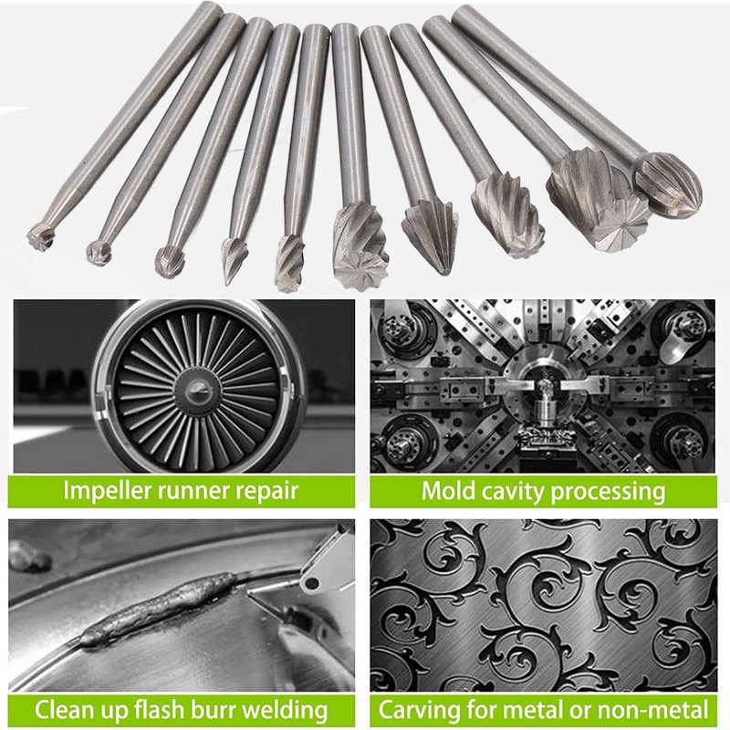 10 Pcs Rotary File Fast Chip Cutting Grinder Bit High